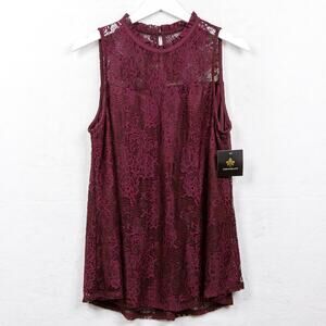 FORTUNE + IVY Bellah Lace Top Blouse Merlot Wine Dark Romantic Whimsigoth XL NWT